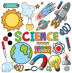 Sticker - Colorful Science Objects and Icons Vector Set