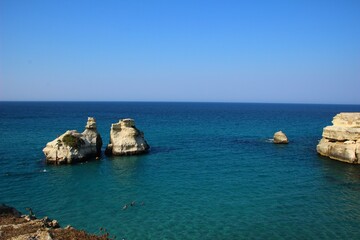 Italy, Salento: Glimpse of Torre dell'Orso in the Due Sorelle locality.