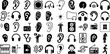 Huge Set Of Listen Icons Pack Linear Concept Symbols Music, Hot Line, Tool, Informed Symbol Vector Illustration
