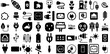 Big Collection Of Plug Icons Bundle Hand-Drawn Solid Simple Pictograms Outlet, Symbol, Icon, Mains Outlet Silhouette Isolated On Transparent Background