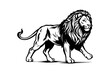  Lion Hand drawn illustration for tattoo , logotype, emblem design. Engraving of wild cat. Vintage sketch style image.