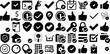 Mega Set Of Ok Icons Pack Solid Cartoon Silhouette Icon, Yes, Ok, Done Element Vector Illustration