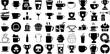Big Collection Of Cup Icons Pack Linear Cartoon Glyphs Measurement, Tool, Victory, Icon Doodle Isolated On Transparent Background