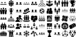 Huge Set Of Team Icons Set Hand-Drawn Solid Concept Silhouette Icon, Team, Together, Employer Glyphs For Computer And Mobile