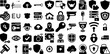 Huge Set Of Security Icons Collection Linear Design Signs Person, Mark, Set, Tool Doodle Isolated On White