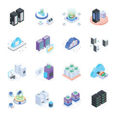 Canvas Print - Pack of Database Isometric Icons 

