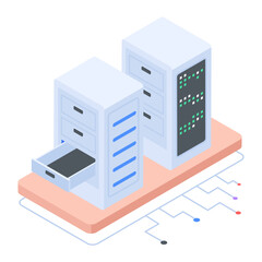 Wall Mural - Set of Database Management Isometric Icons 

