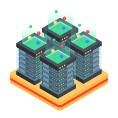 Sticker - Set of Database Management Isometric Icons 

