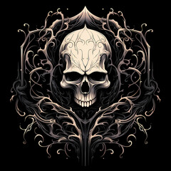 Wall Mural - skull tattoo design dark art illustration isolated on black background