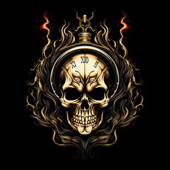 Wall Mural - skull tattoo design dark art illustration isolated on black background