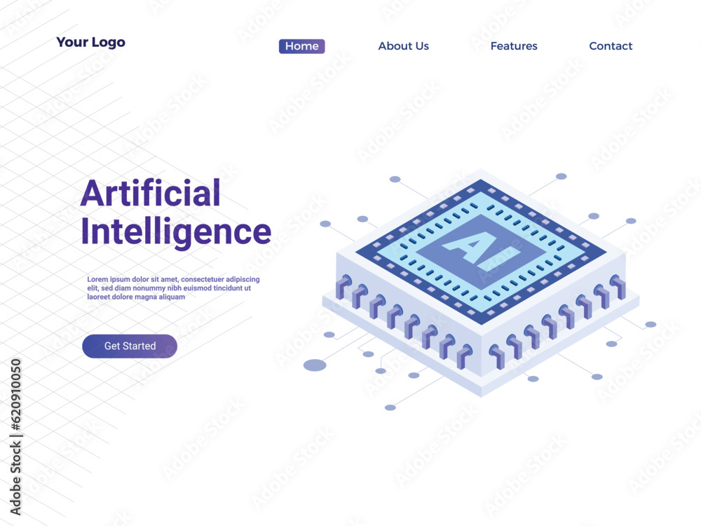 Artificial intelligence concept vector illustration for website ui ...
