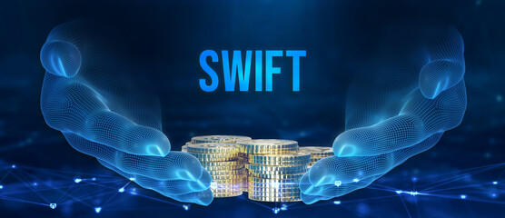 Wall Mural - SWIFT. Society for Worldwide Interbank Financial Telecommunications. Financial Banking regulation concept.