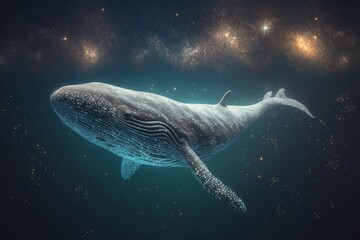  whale floating in starry outer space, Generative AI