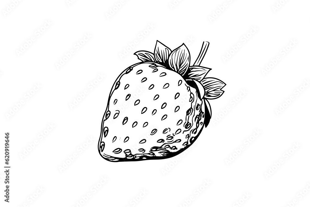 Strawberry in engraving style. Design element for poster, card, banner ...
