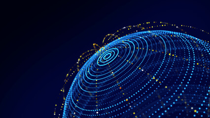 Wall Mural - technology blue sphere with connecting dots and lines. digital abstract network structure. 3d render
