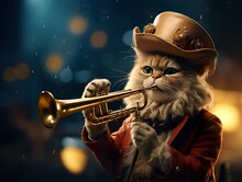 Süße Katze Spielt Trompete