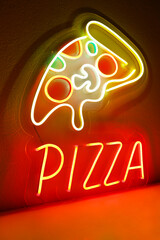 Wall Mural - Colorful neon sign pizza. Trendy style. Food style. Neon sign. Custom neon. 