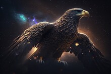 Eagle Floating In Starry Outer Space, Generative AI