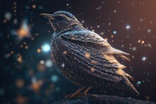 Bird Floating In Starry Outer Space, Generative AI