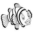 Cute clown fish cartoon line art