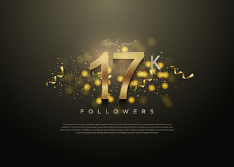 Wall Mural - gold bubbles and gold glitter for 17k followers celebration decoration.