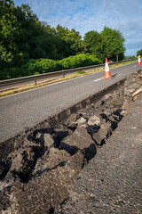 Wall Mural - Roadworks cones on motorway in england uk