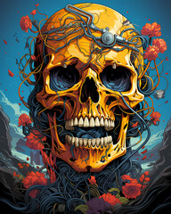 Wall Mural - Day of the dead skull muertos illustration