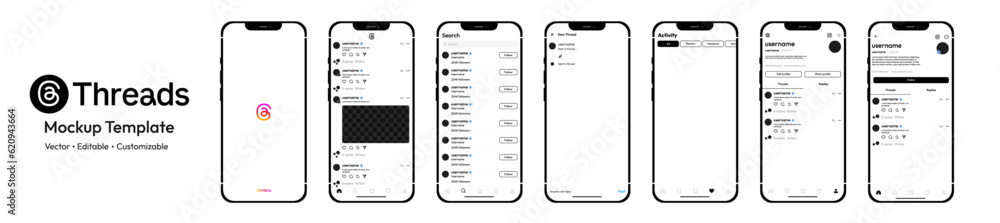 Thread Outline Frame Light Threads Mockup Social Media Template: New Update Threads Post ...