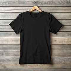 Illustration of a black plain t-shirt mockup, AI Generated