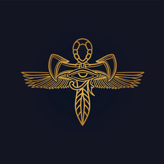 Ankh Sun God Ra Egyptian wings