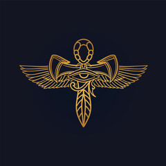 Ankh Sun God Ra Egyptian wings