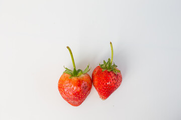 Wall Mural - Fresh organic strawberry red fruit on white background