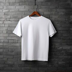 Canvas Print - Illustration of a white plain t-shirt mockup, AI Generated.