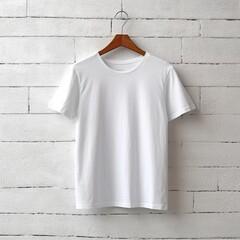 Canvas Print - Illustration of a white plain t-shirt mockup, AI Generated