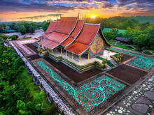 Aerial View Of Sirindhorn Wararam(Wat Phu Prao) In Ubon Rajchathani,Thailand.