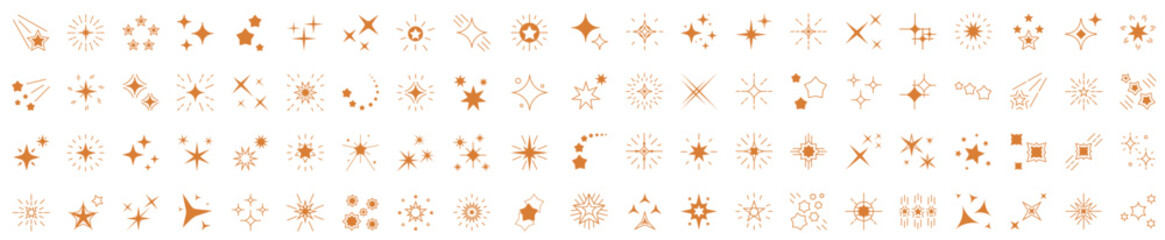 Wall Mural - stars line art icon. sparkle star icons. shine icons