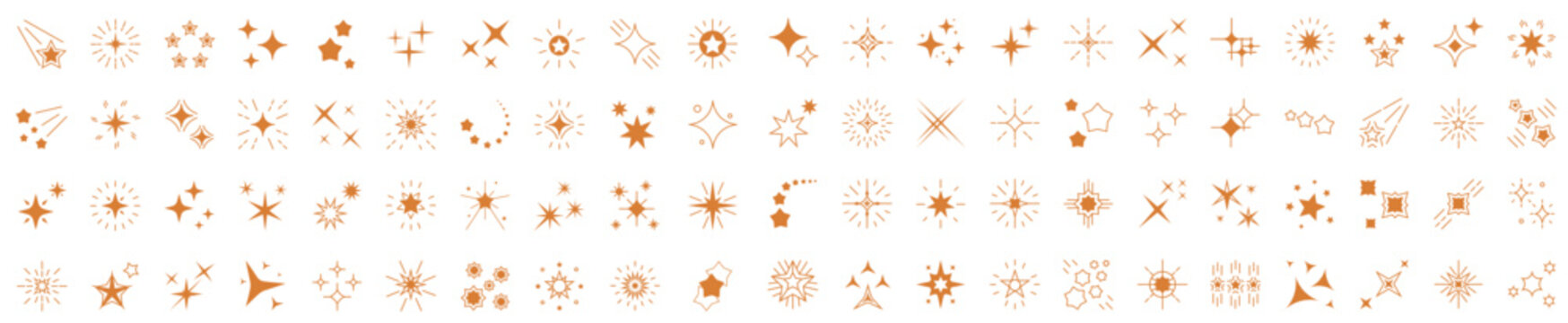 Wall Mural -  - Stars line art icon. Sparkle star icons. Shine icons