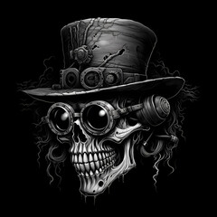 Wall Mural - zombie wearing steampunk hat google glass