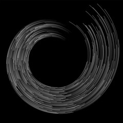 Poster - White spiral with lines over black background.