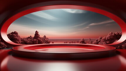  Awesome 3D blank red futuristic stage background 