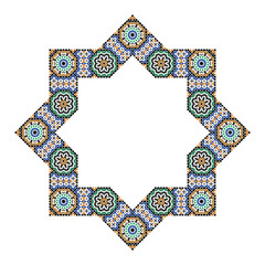 Wall Mural - Decorative octagonal star with an ornament in Arabic style