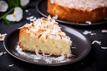 Tropical Temptation Coconut Cake With Flakes, Generative Ai