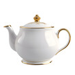 white kitchen ceramic teapot on isolated transparent background