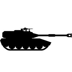 Tank icon vector illustration. Military tank silhouette for icon, symbol or sign. Tank destroyer symbol for design about military, war, battlefield, conflict , army, and armored vehicle