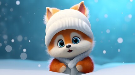 Funny fox in a winter forest