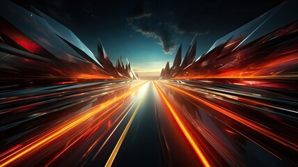 Wall Mural - High speed highway in a digital environment abstract background, generative AI