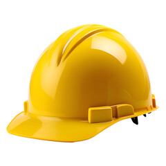 construction yellow safety helmet on isolated transparent background, health care safety on construction