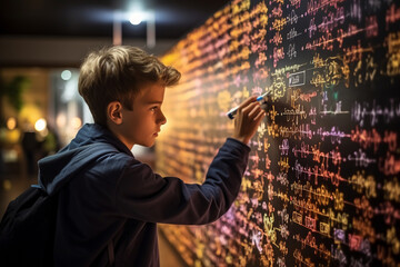 Close-up of a student solving a math problem on the whiteboard, School, Back to School Generative AI