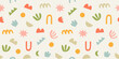 © Dedraw Studio - Abstract modern art seamless pattern with colorful freehand doodles. Organic flat cartoon background, simple summer shapes in bright childish colors.