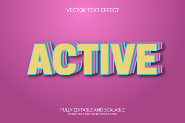 Wall Mural - Active 3D Vector Eps Editable Text Effect Template Design